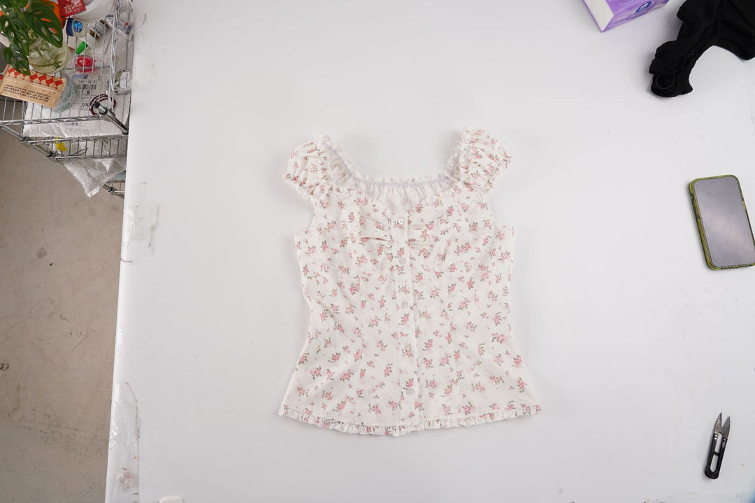 Damen Blusenshirt mit floralem Design und Rüschendetails EB