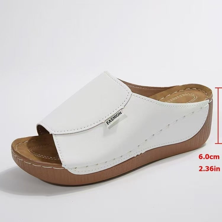 Damen Trendige Slip-On Sandalen mit modischer Überlappung und komfortablem Fußbett EB
