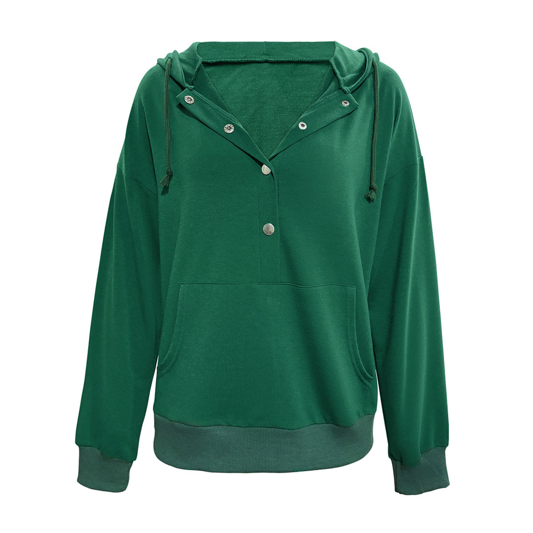 Damen Kapuzensweater mit Knopfleiste und tiefem Ausschnitt EB