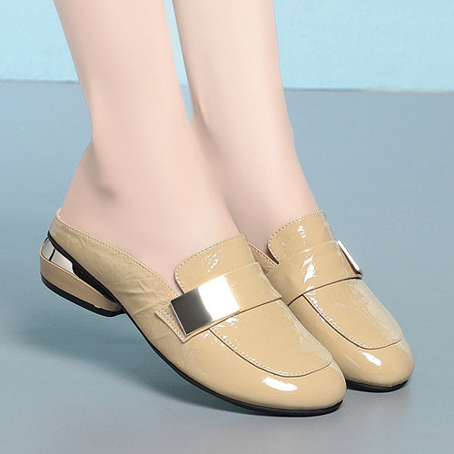 Damen Elegante Slipper mit modischem Dekor und komfortablem Blockabsatz EB