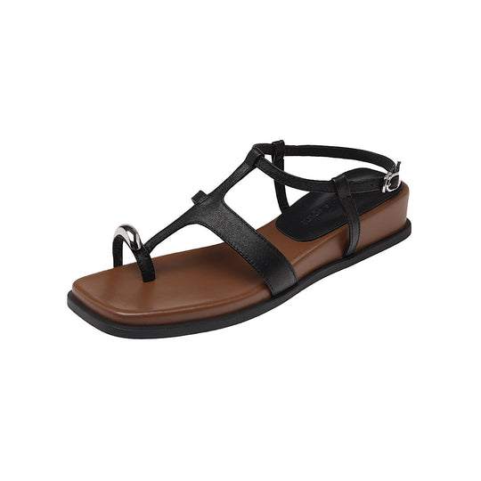 Damen modische Zehentrenner-Sandalen mit elegantem Riemchen-Design EB