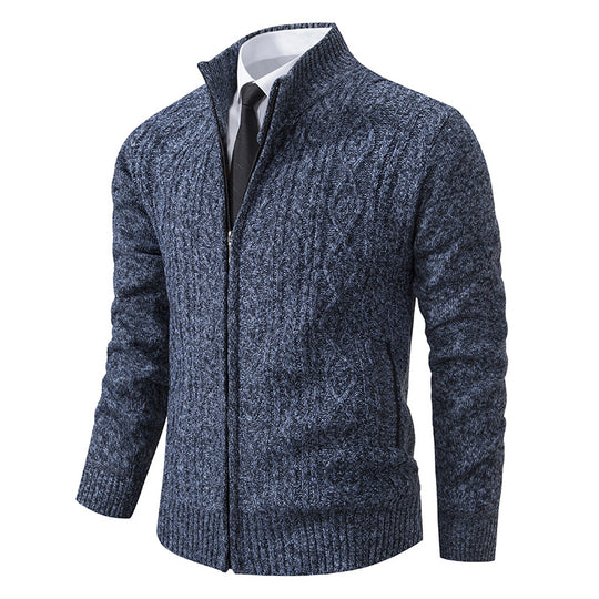 Herren Strickjacke mit hohem Kragen und Reißverschluss EB