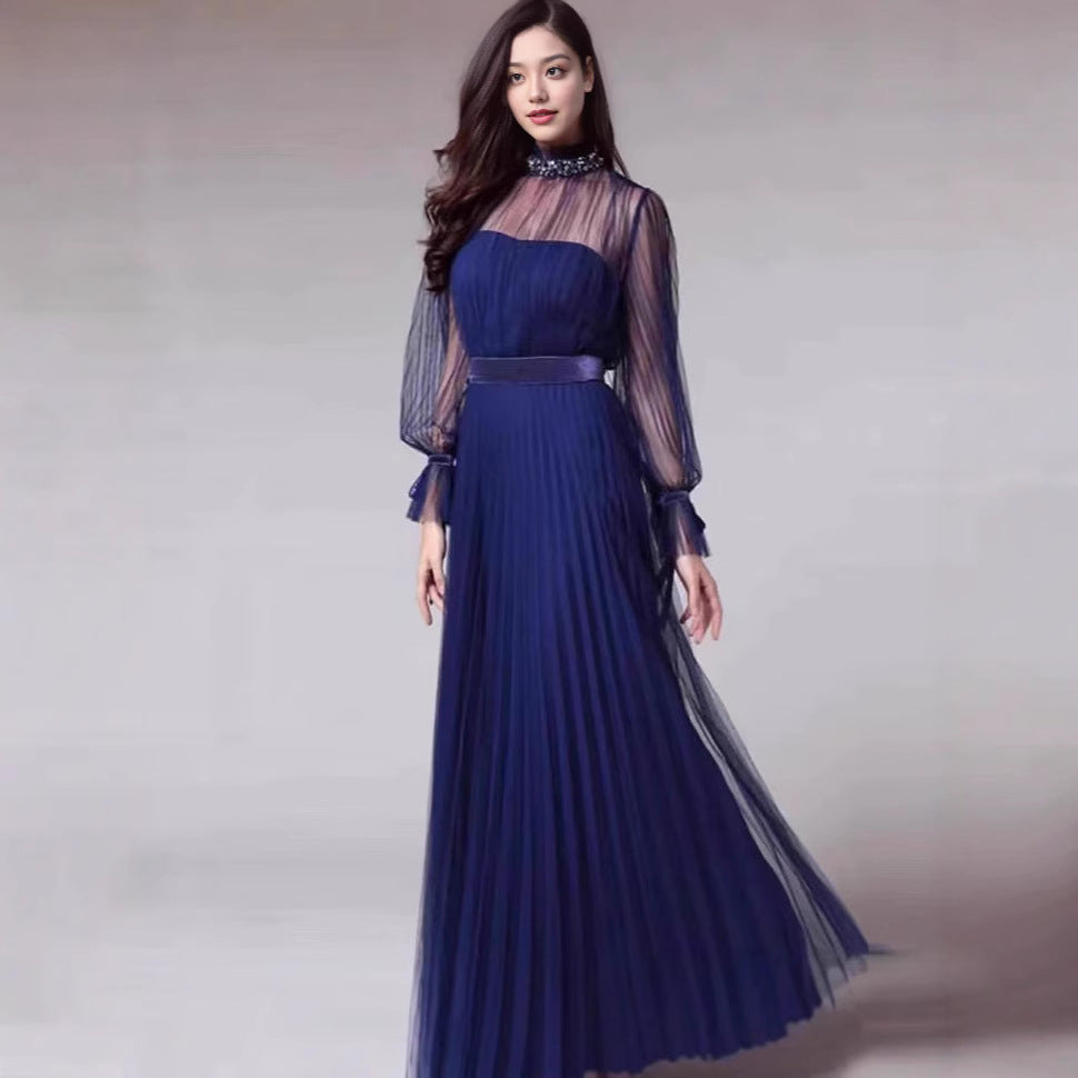 Damen Elegantes Maxikleid mit schimmerndem Chiffon und verspielten Rüschendetails EB