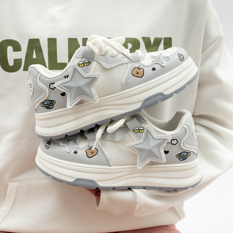 Damen Sneakers mit verspieltem Sternendesign und bequemer Dämpfung EB