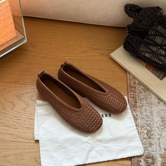 Damen Komfortable Slip-On Ballerinas mit modischem Flechtmuster EB