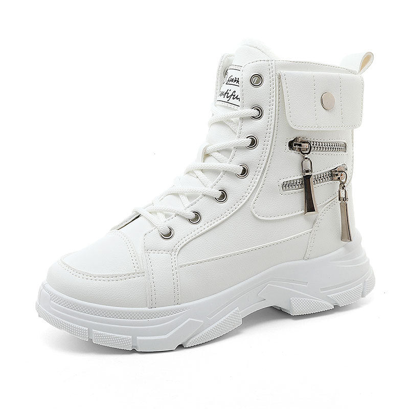 Damen modische High-Top Sneakers mit seitlichem Reißverschluss und dämpfender Laufsohle EB