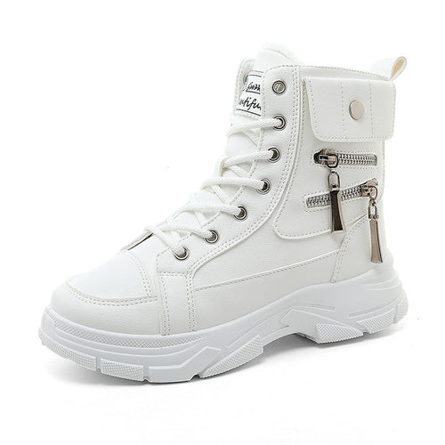 Damen modische High-Top Sneakers mit seitlichem Reißverschluss und dämpfender Laufsohle EB