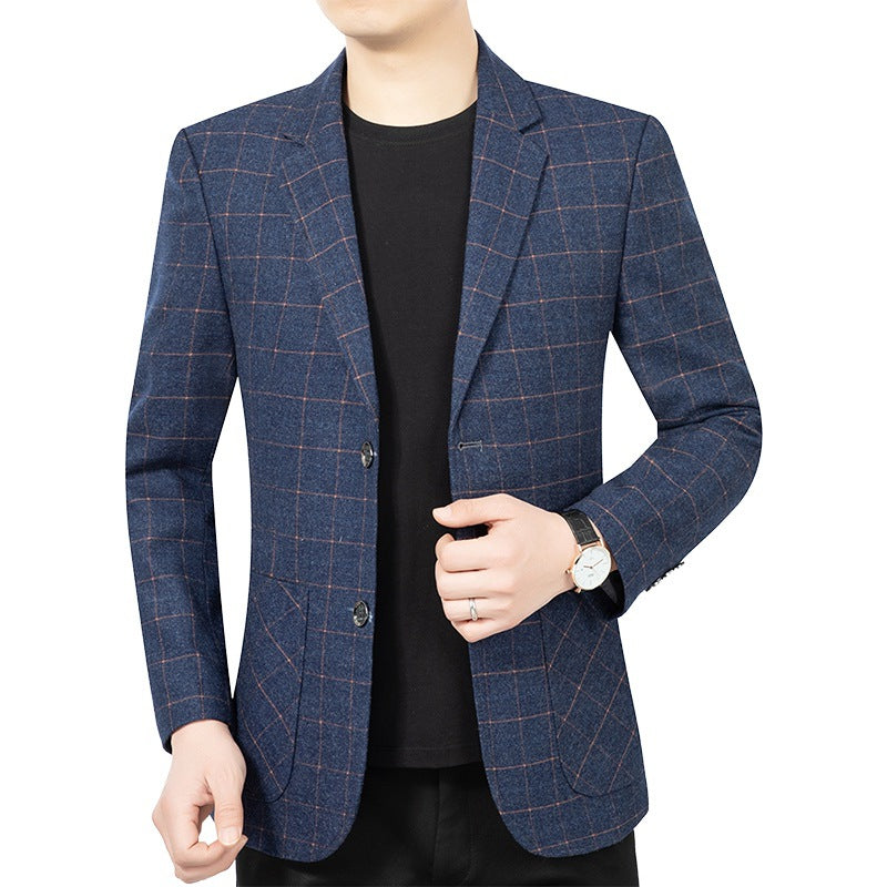 Herren Schmal geschnittenes karierter City-Blazer mit aufgesetzten Taschen EB