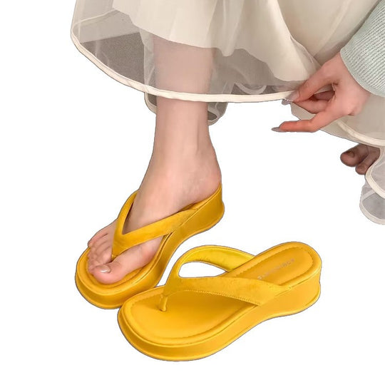 Damen trendige Wedge-Zehentrenner mit elegantem Obermaterial EB
