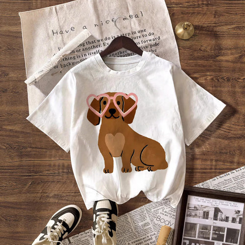 Damen T-Shirt mit niedlichem Hunde-Motiv und verspieltem Design EB