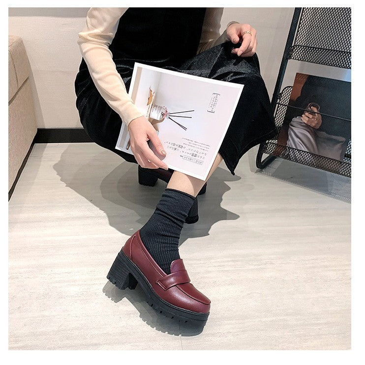 Damen Elegante Plateau-Mokassins mit modischer Sohle EB
