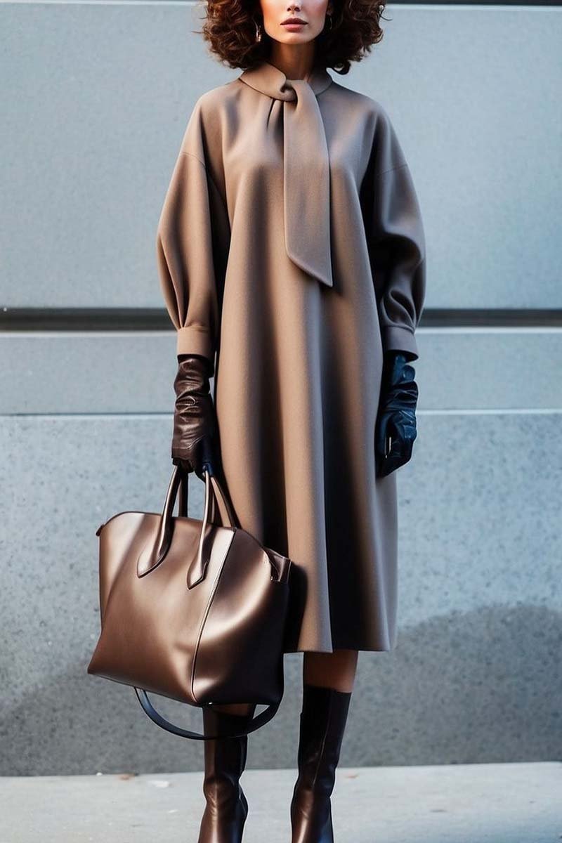 Damen Modisches Maxikleid mit elegantem Kragen und schmeichelndem Schnitt EB