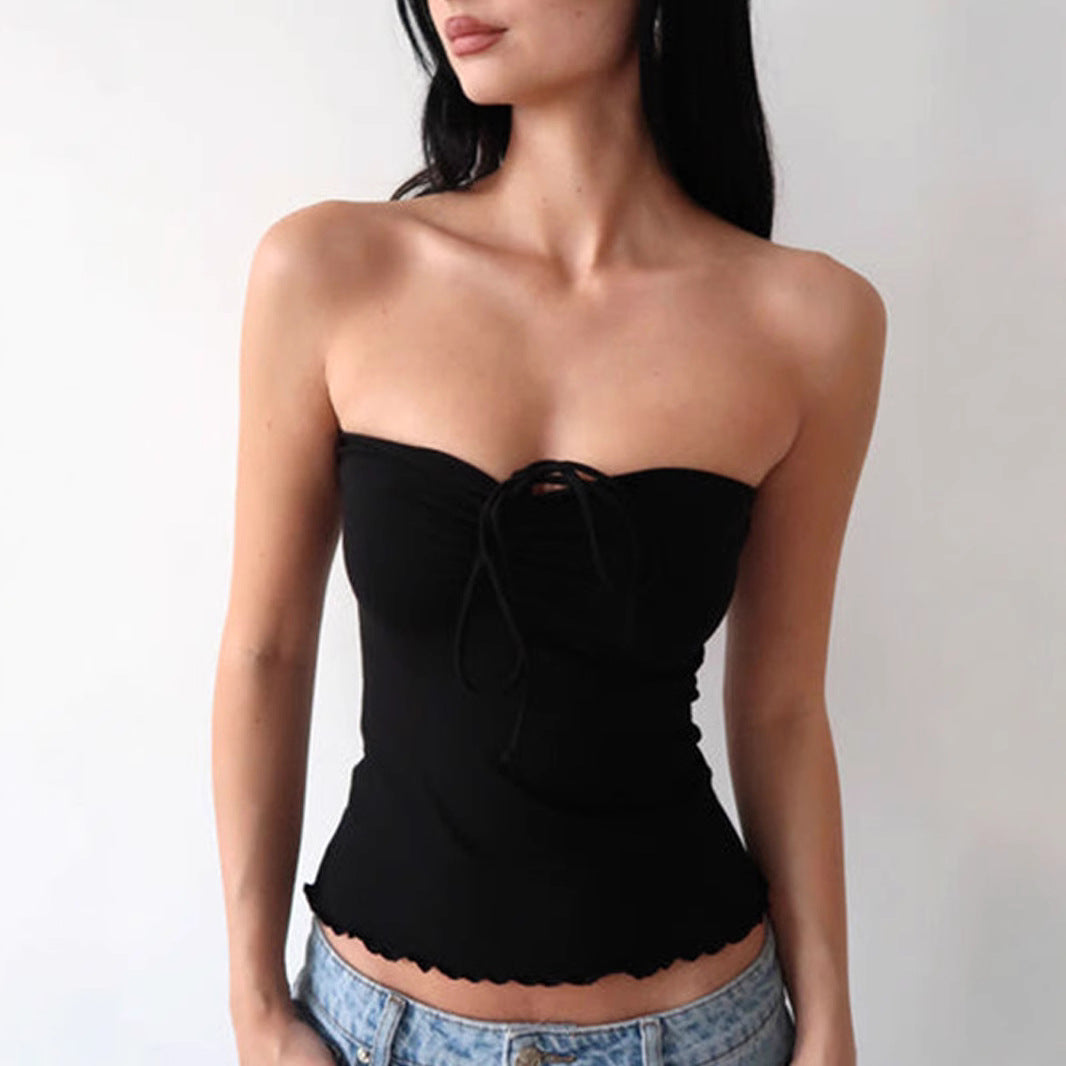 Damen Bandeau-Top mit zarten Rüschendetails und verstellbaren Trägern EB