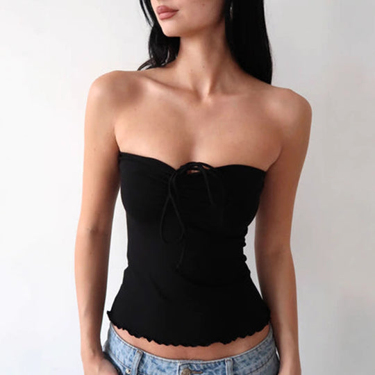Damen Bandeau-Top mit zarten Rüschendetails und verstellbaren Trägern EB