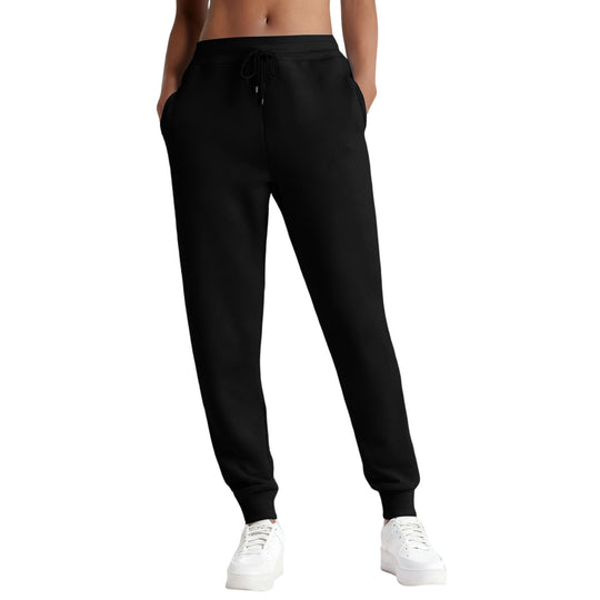 Damen nan schmale High‑Waist Sweat-Jogginghose mit hohem Komfortbund, verstellbarem Kordelzug und elastischen Knöchelbündchen EB
