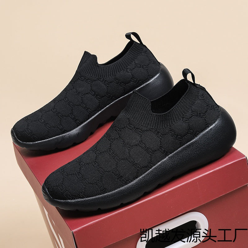 Damen Bequeme Strick-Sneaker mit elastischem Kragen EB