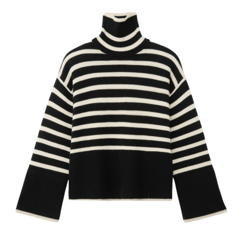 Damen Strickpullover mit Rollkragen und breiten Ärmeln EB
