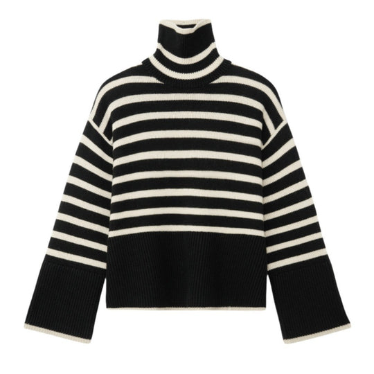 Damen Strickpullover mit Rollkragen und breiten Ärmeln EB