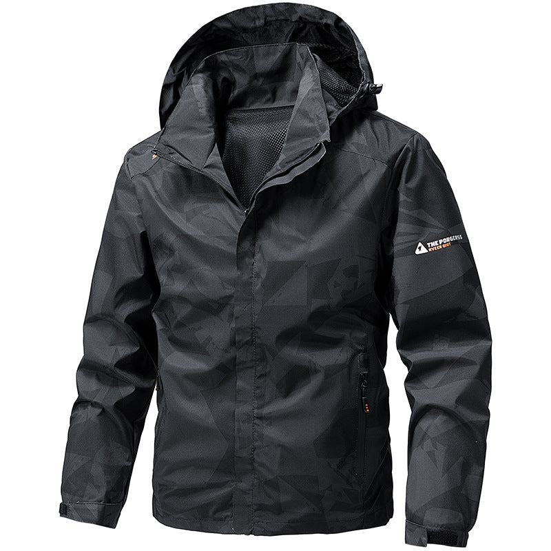 Herren wind- und wasserdichter Camo Regenblouson mit verschweißten Nähten und Mesh-Innenfutter EB
