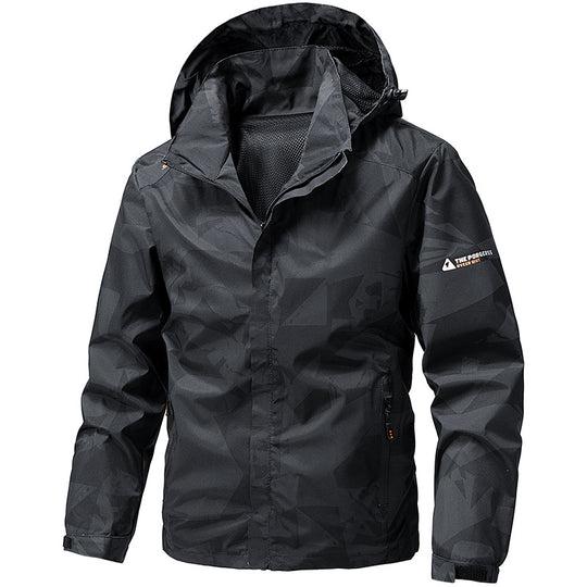 Herren wind- und wasserdichter Camo Regenblouson mit verschweißten Nähten und Mesh-Innenfutter EB