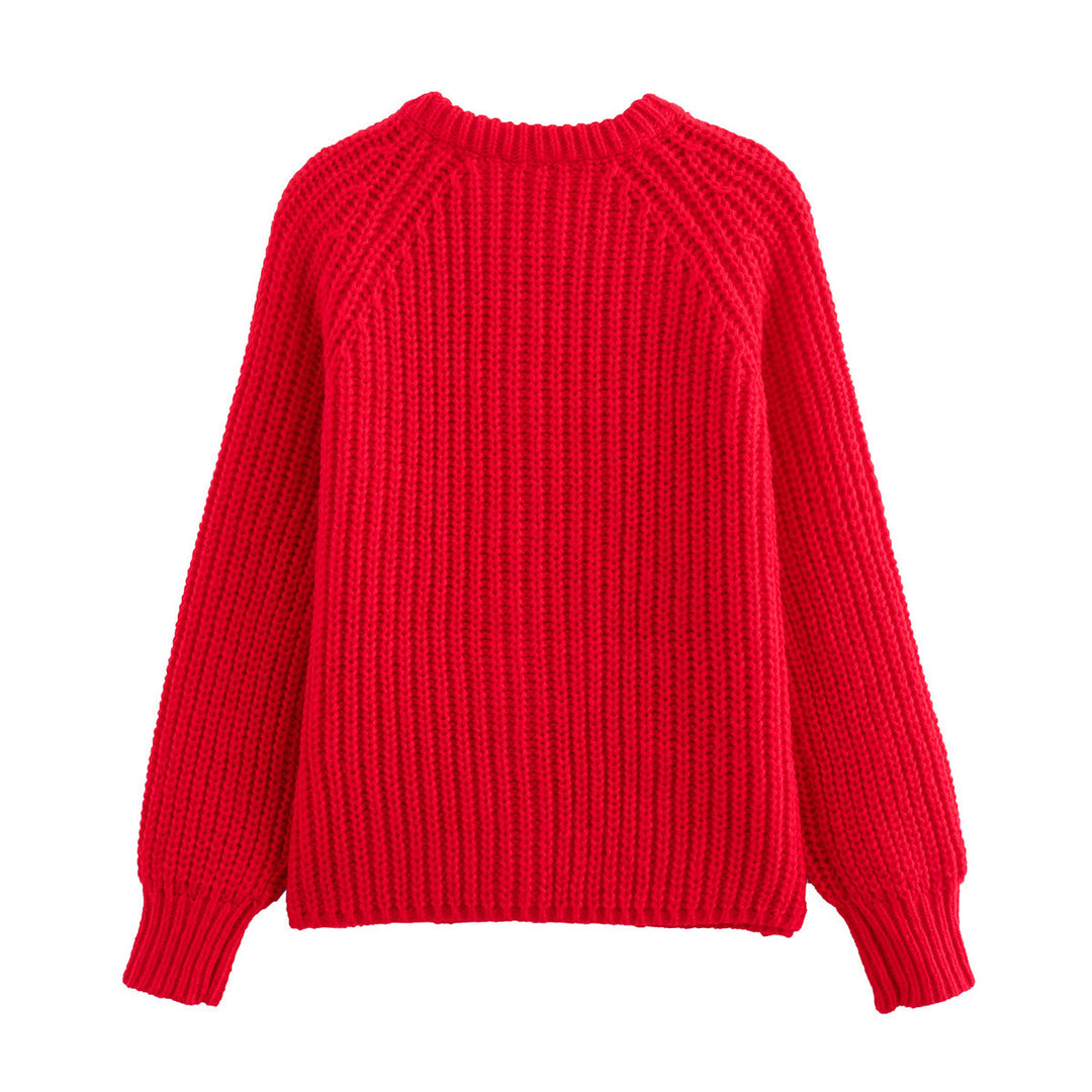 Damen elegante Strickjacke mit dekorativen Knöpfen und modernem Rippdesign EB
