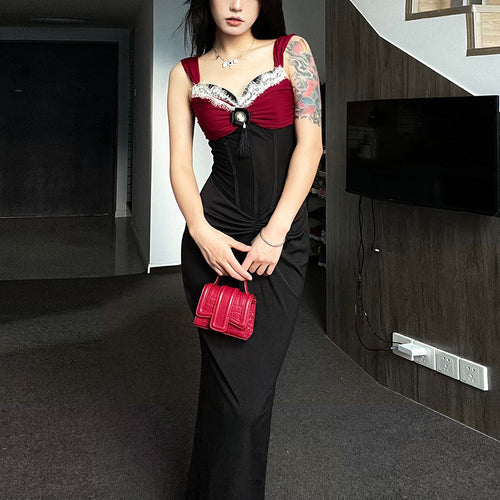 Damen Elegantes Maxikleid mit dekadentem Bustier-Oberteil und verzierten Details EB