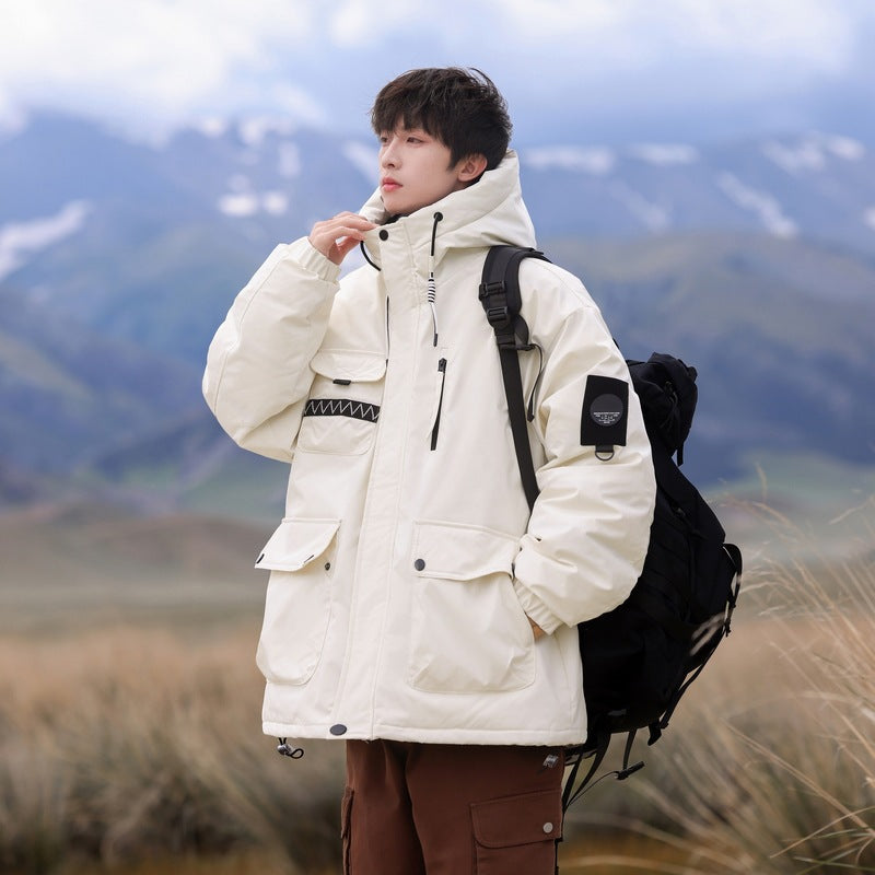 Herren isolierte Outdoor-Pufferjacke mit multifunktionalen Taschen und verstellbarem Kapuzensystem EB