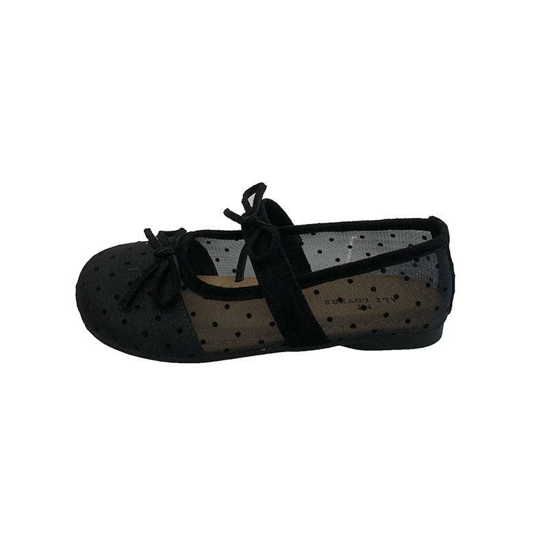 Damen Ballerinas mit transparentem Netzdesign und zartem Schleifen-Detail EB