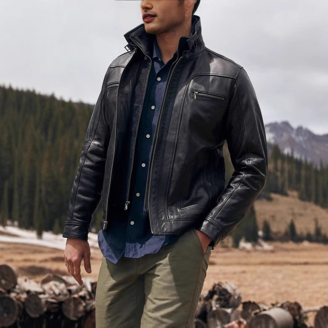 Herren lässige jacke mit modernem Stehkragen und vielseitigen Taschen EB