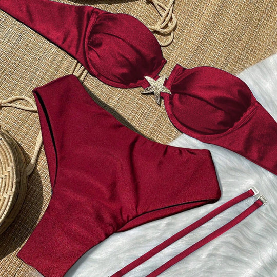 Damen Bikini-Set mit elegantem Push-Up-Oberteil und hohem Taillenunterteil EB