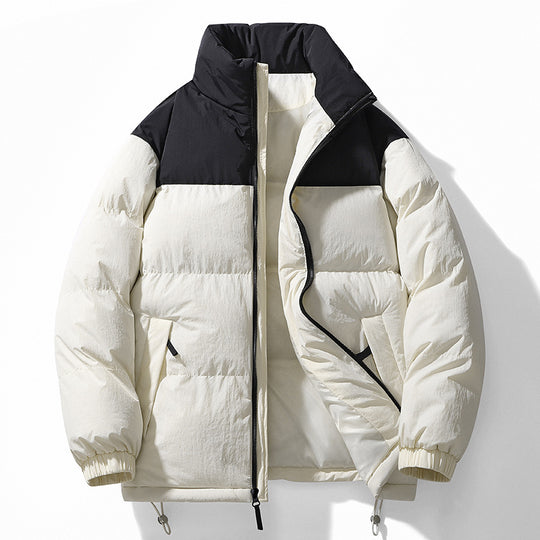 Herren gesteppte Thermo-Steppjacke mit hohem Stehkragen, Zwei-Wege-Reißverschluss und Kordelzugsaum EB