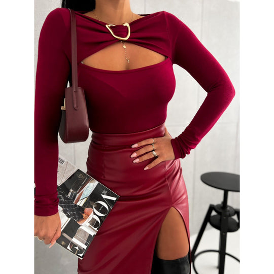 Damen Oberteil mit elegantem Cut-Out und langem Arm EB