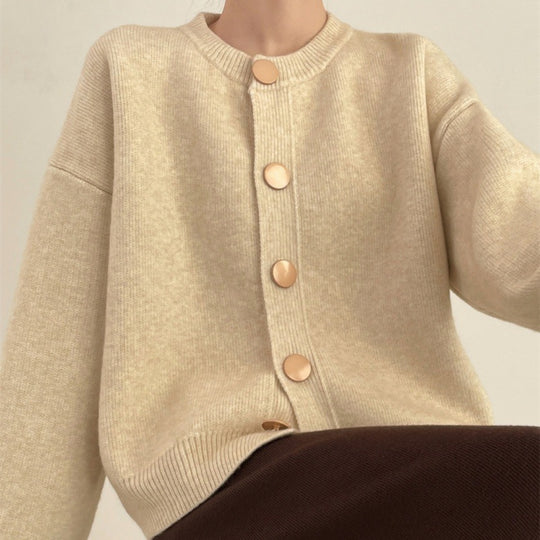Damen Strickjacke mit komfortablem Schnitt und eleganten Knopfdetails EB