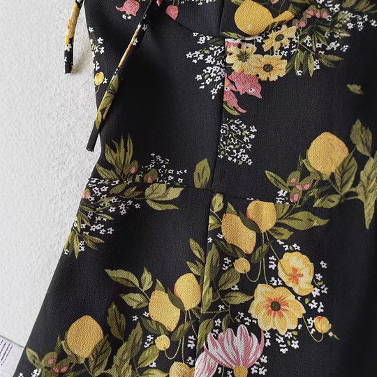 Damen Maxikleid mit floralem Design und zarten Spaghettiträgern EB
