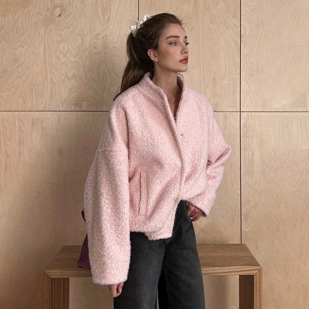 Damen Kuschelige Fleecejacke mit Taschen und elastischem Saum EB