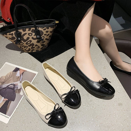 Damen elegante Ballerinas mit modischer Schleifenapplikation EB