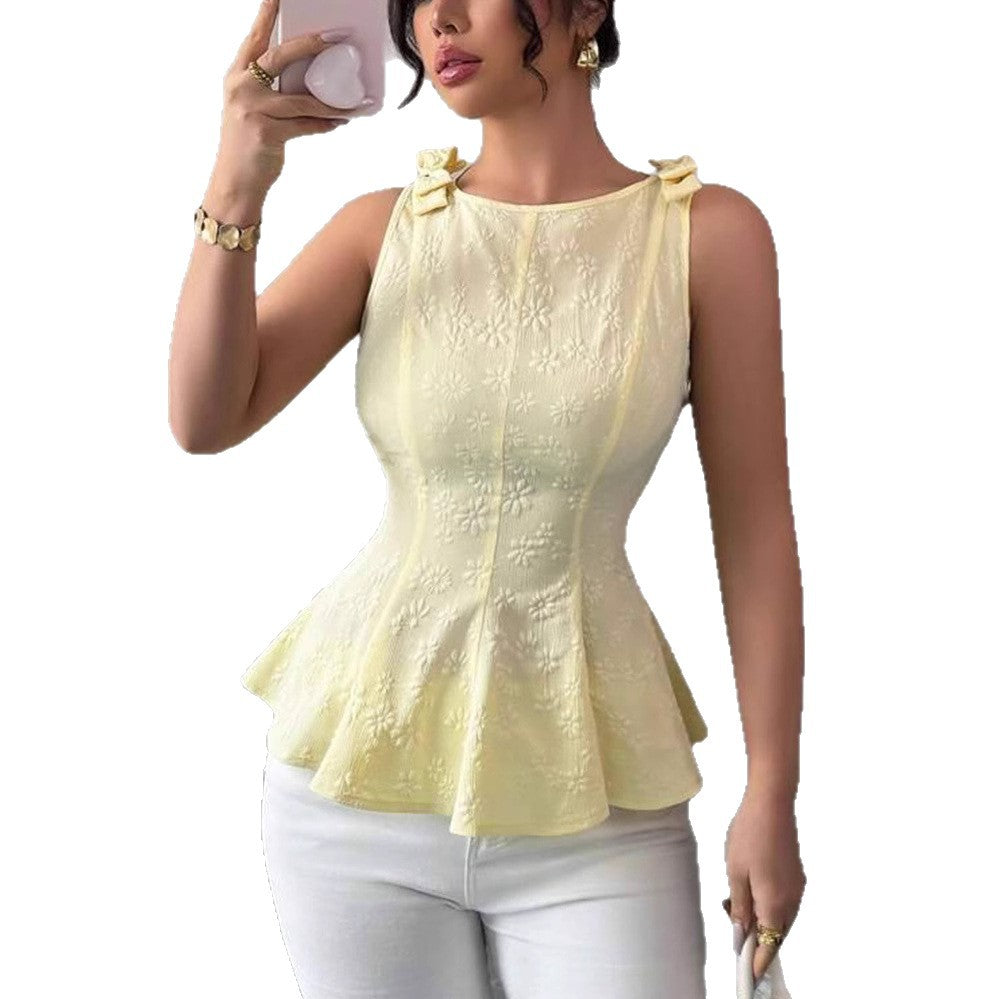 Damen Peplum-Top mit floralen Details EB