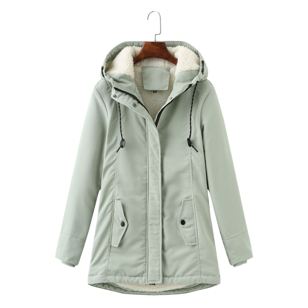 Damen warme Fleecegefütterte Parka-Jacke mit verstellbarem Taillenzug EB