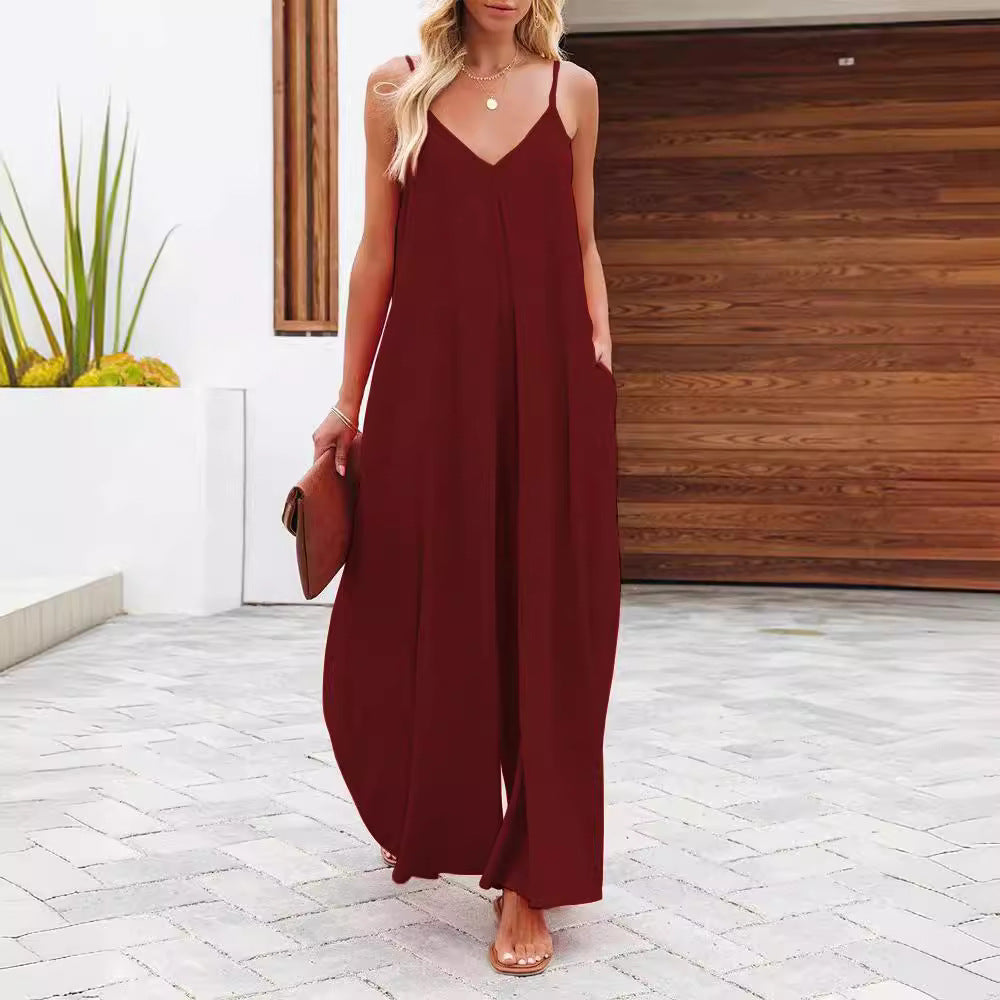 Damen Maxikleid mit v-ausschnitt und fließendem Schnitt EB