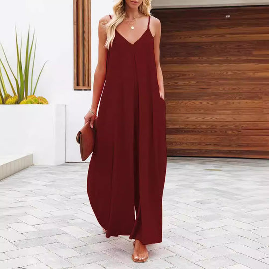 Damen Maxikleid mit v-ausschnitt und fließendem Schnitt EB