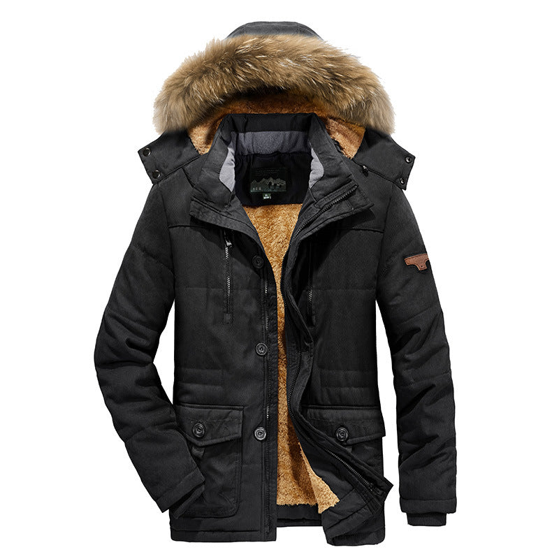Herren Gefütterter Winterparka im Field-Style mit Teddyfutter und Kunstfellkapuze EB