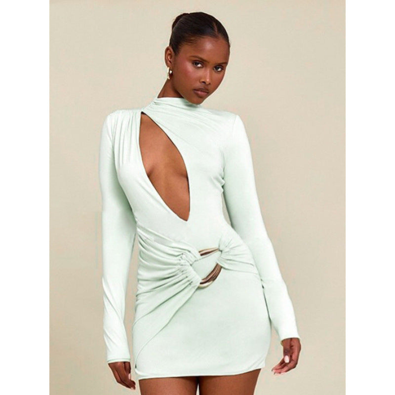 Damen Enganliegendes Minikleid mit raffiniertem Wickeldesign und tiefem Ausschnitt EB