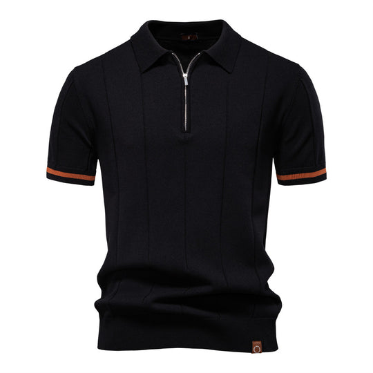 Herren Polohemd mit kurzer Knopfleiste und strukturiertem Design EB