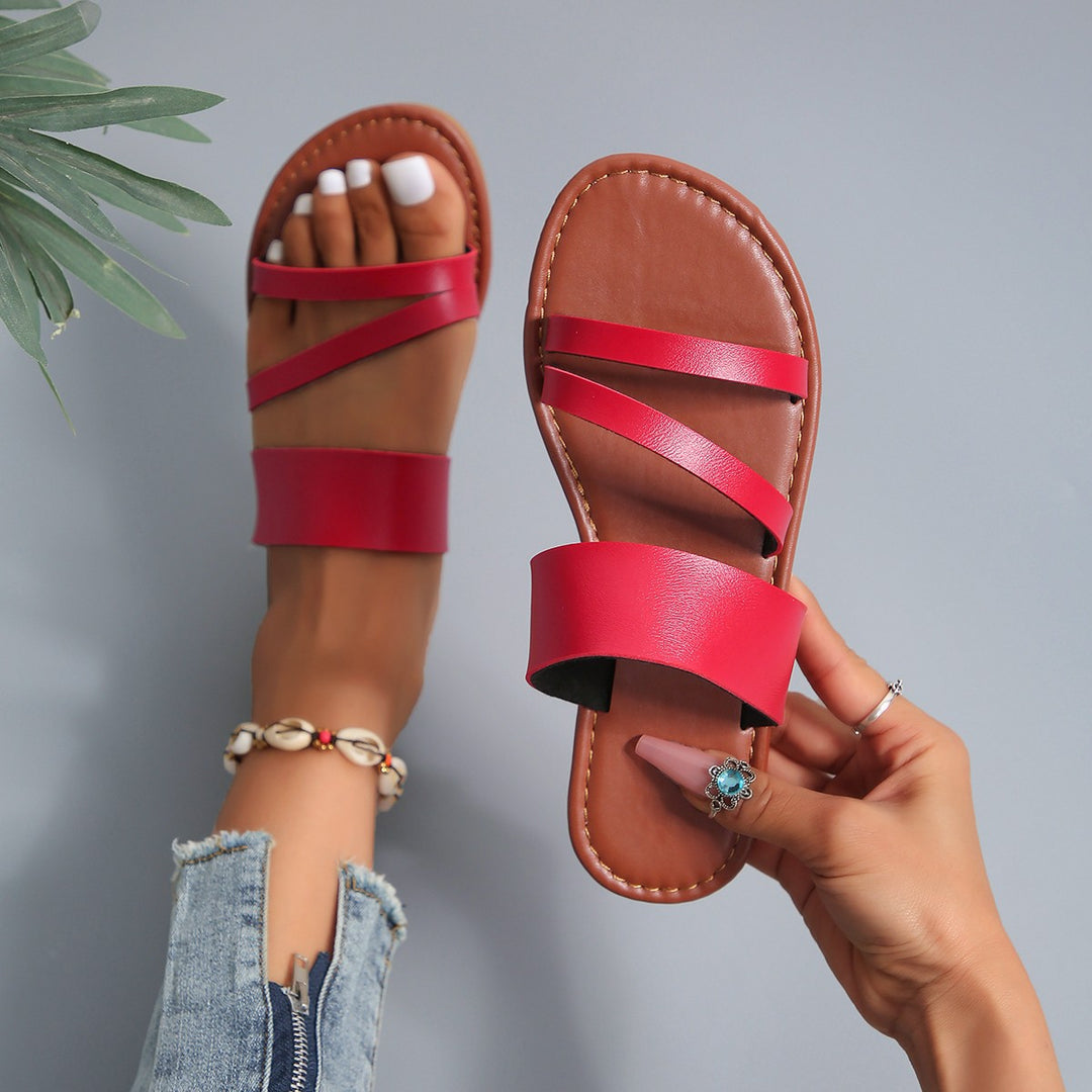 Damen Offene Sandalen mit breiten Riemen und ergonomischer Sohle EB