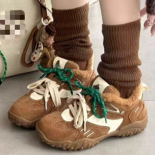 Damen Bequeme Outdoor-Sneaker mit wärmendem Innenfutter und modischer Schnürung EB
