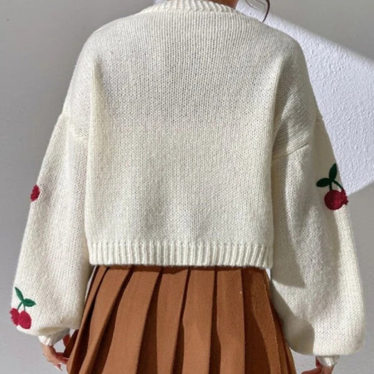 Damen Strickjacke mit floralem Stickdesign EB