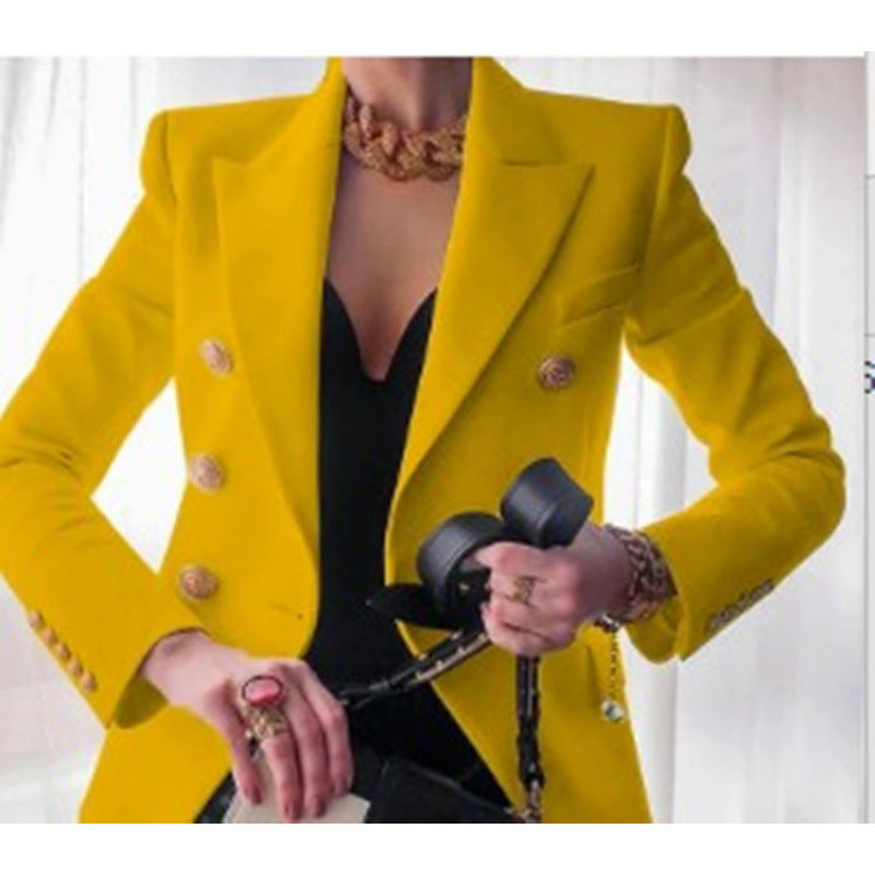 Damen Edler Blazer mit Goldknopf-Detail und klassischem Schnitt EB