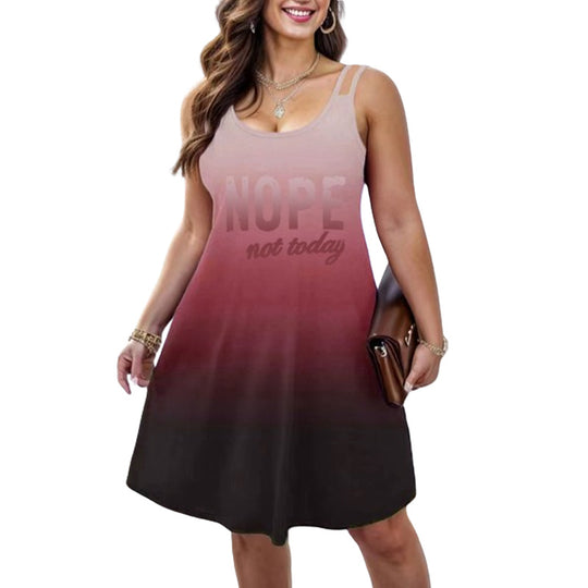 Damen ärmelloses Sommerkleid mit großzügigem V-Ausschnitt und trendigem Farbverlauf EB