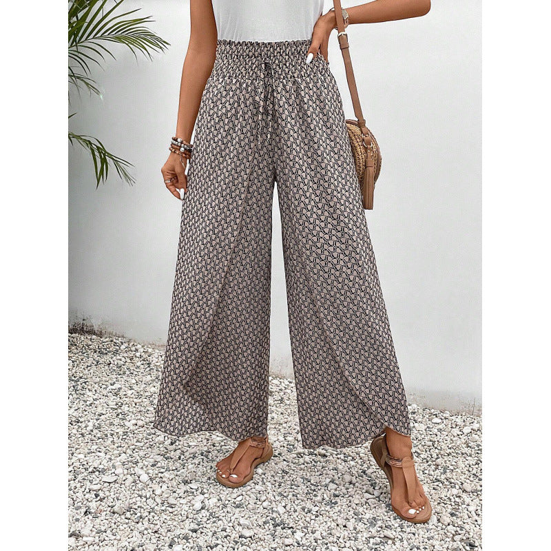 Damen weite Palazzo-Hose mit elastischem Bund und angesagtem Muster EB