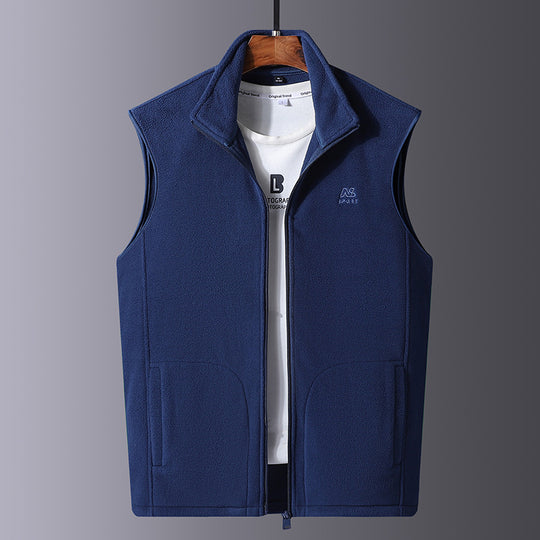 Herren Microfleece-Thermoweste mit windabweisender Front, Stehkragen und verdeckten Seitentaschen EB